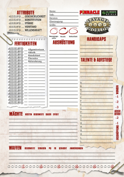 Preview: Savage  Worlds Abenteueredition - Charakterbögen-Set