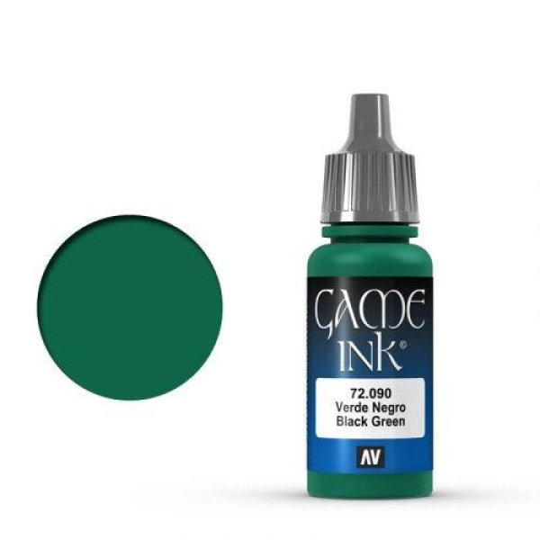 Vallejo Game Color Ink: 090 Ink Black Green, 17 ml