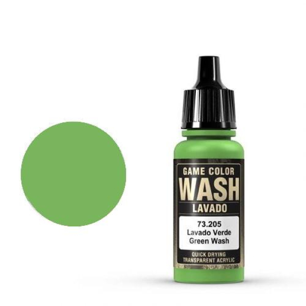 Vallejo Game Color Wash: 205 Green Wash, 17 ml
